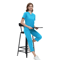 Seragam Perawat Klasik Terbaik, Set Seragam Medis Warna Solid Sederhana, Desain Seragam Perawat untuk Wanita