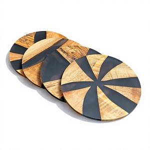 Luxury Handmade Natural Acacia Wood Epoxy Resin <b>Coaster</b> Set Premium <b>Drink</b> <b>Coasters</b> for Coffee, Tea, Wine Glasses & Home Table - Product Image 1