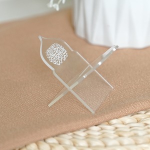 Stand & Tempat Sajian Makanan Akrilik Ramadan Eid Mubarak Dekorasi Rumah Hadiah Islami Merek Skywin Laris Manis 4x7cm Kualitas Bagus - Product Image 3