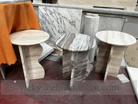 Table d'appoint de canapé en pierre de travertin blanc de luxe au design moderne