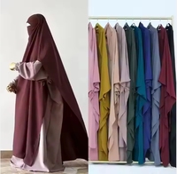 Islam Borka Chador Nida Niqab Burqa Overhead Tie Back Instant Hijab Jilbab Chador Long Khimar Avec Cravate Femmes Musulmanes Hijab Écharpe