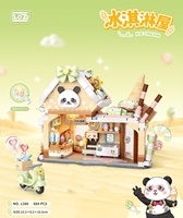 LOZ Mini Blocks 884pcs Puzzle de particules Jouet d'assemblage Petite maison de crème glacée Panda Street View Dessert Construction Model Toy f