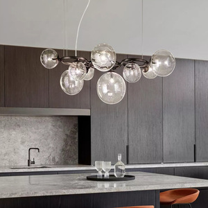 Lustre moderne simple, luminaire de plafond, style industriel, lampes pendantes en verre, luminaires suspendus <span class=keywords><strong>pour</strong></span> <span class=keywords><strong>cuisine</strong></span> et salle à manger, lustres boule - Product Image 4
