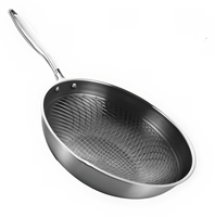 Ensemble de poêles à frire modernes en acier inoxydable écologique, triple couche, antiadhésives, avec wok alvéolé pour la cuisine