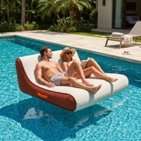 Bouée de piscine double de luxe personnalisée, matelas flottant gonflable premium en tissu double pour piscine de complexe hôtelier