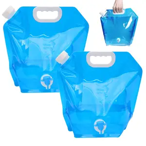 蓝色储水桶双酚a免费可折叠水容器，带龙头野营储水罐，用于户外活动