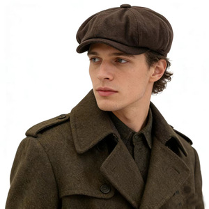Nouvelle casquette octogonale patchwork multicolore automne-<span class=keywords><strong>hiver</strong></span>, style britannique, couleurs contrastées, pour garçon et homme, casquette épaisse d'extérieur type Ivy - Product Image 2