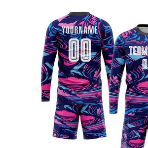 <b>Long</b> Sleeve Football Soccer Jersey Set Lightweight Breathable Training <b>Match</b> Uniform Shirt and Shorts for Men Youth Teams - Product Image 3