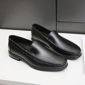 Mocassins de bureau de luxe personnalisés à bout carré noir, en cuir véritable respirant et léger, à lacets, pour printemps-été - Product Image 2