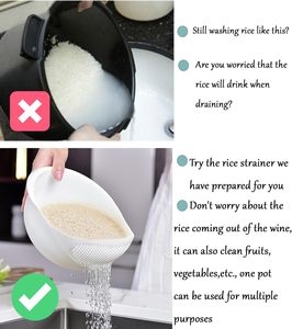 Passoire de lavage en plastique alimentaire avec poignée pour riz, légumes et fruits, avec égouttoir - Product Image 5