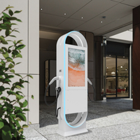 Nouveau chargeur AC pour véhicules électriques NECS Type 2 44kW à double borne, avec écran publicitaire numérique 32 pouces, RFID/WiFi, sur pied, entrée 400V