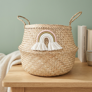 Eco-friendly Vintage Style Weaving Seagrass Storage <b>Basket</b> Home Decorative Christmas Decorations Gifts Foldable Laundry <b>Basket</b> - Product Image 1