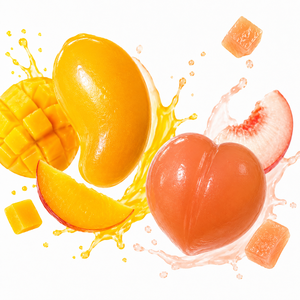 Bonbons gélifiés en gros en forme de mangue et pêche, pelables, fournis directement par l'usine, nouveauté, bonbons gélifiés mous en forme de fruits, Halal, personnalisables OEM - Product Image 2