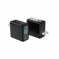 Cargador Multi-Puerto de 65W Ideal para Viajes con Monitor de Energía en Tiempo Real, Cargador Rápido USB Tipo C Gan PD QC con Pantalla LED