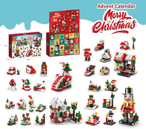 ชุดของเล่นบล็อกก่อสร้างคริสต์มาสแบบทำมือสำหรับเด็กพร้อมเครื่องประดับคริสต์มาสต้นไม้/มนุษย์หิมะ/กวางเรนเดียร์/ซานตาคลอส/บ้านขนมปังขิง - Product Image 1