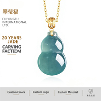 Pendentif en jadéite naturelle bleue en forme de gourde, incrustation or 18 carats, accessoires de mode pour femmes, bijoux, certificat d'évaluation D848