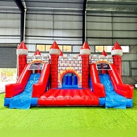 Château gonflable commercial Kaluen en PVC avec double toboggan, pour enfants, idéal pour la location de fêtes et les événements en plein air