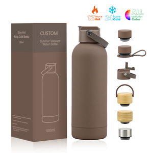 Custom Logo BPA Free Flip <strong>Straw</strong> Insulated Soft-touch Sports Vacuum <strong>Flask</strong> 17oz 500ml Stainless Steel Water Bottle <strong>with</strong> <strong>Straw</strong> - Product Image 1