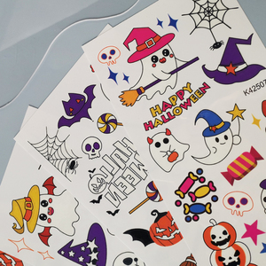 En stock – Nouveaux autocollants de tatouages temporaires phosphorescents pour enfants, motifs fantômes et citrouilles, pour visage, bras et corps, parfaits pour les fêtes d'Halloween - Product Image 6
