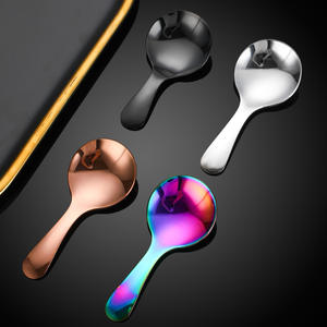 ช้อนส้อมสแตนเลส 304 ด้ามสั้น สำหรับเด็ก ทานของหวาน เค้ก ไอศกรีม ภาชนะใส่อาหาร สีพื้น ทรงตรง - Product Image 3