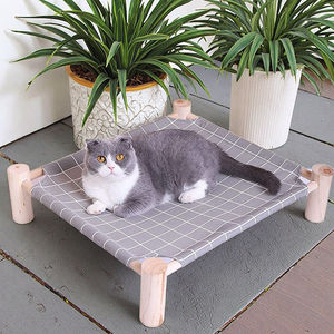 携帯用取り外し可能な猫と犬のハンモックベッド屋内/屋外磨かれた木製の高い冷却ベッド - Product Image 3