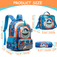 Ensemble de sacs à dos en nylon à motif de dessin animé BunnyFly, 3 pièces, sac à lunch et boîte pour enfant de 3 à 12 ans, sacs d'école de grande capacité pour enfants
