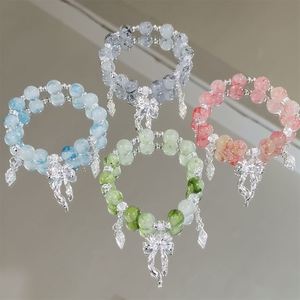 Sweet Butterfly Tassel <b>Bracelet</b> for Women Girls Fashion Fantasy Beaded Elastic <b>Rope</b> Bowknot <b>Bracelet</b> Jewelry Accessories Gifts - Product Image 5