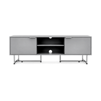 Meuble TV moderne avec armoires de rangement et étagères ouvertes, console multimédia contemporaine pour salon