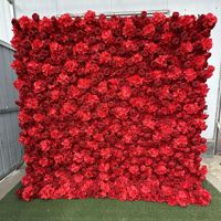 Mur de fleurs artificielles en soie, roses marron suspendues, toile de fond pour mariage et fête