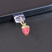 USB Type c Port de charge Anti-poussière Plug Little Strawberry Phone Charm Pendant