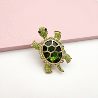 51304 Nuevo Diseño Lindo Tortuga de Metal con Cristales de Imitación, Adornos de Bolígrafo de Animales Huecos de Moda, Cuentas Focales para Fabricación de Joyería DIY