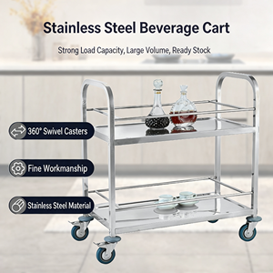 3 Shelf Stainless Steel Food Serving Cart Mobile Rolling <b>Delivery</b> <b>Trolley</b> with Lockable Wheels Commercial Grade for Hotel - Product Image 4