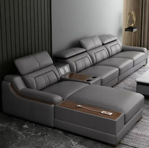 Nordic Style Luxury Modern Leather Sofa Set Light L-Shaped Combination for Hotel and Apartment Living Room furniture sofa