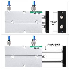 TN loạt Twin-Rod xi lanh đôi khí nén không khí xi lanh nhỏ khí nén <span class=keywords><strong>piston</strong></span> TN16/20 * 60x10x20x30x40x50x75x100x25s - Product Image 6