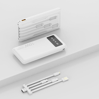 Batterie externe ultra-fine 10000 mAh étanche avec double port USB Type-C à charge rapide, câble de charge inclus, batterie au lithium polymère ABS portable