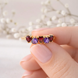 Heart Amethyst Red <b>Garnet</b> <b>Ring</b> Dainty Promise <b>Ring</b> January February Birthstone <b>Ring</b> Handmade 925 Sterling <b>Silver</b> with 18K Gold - Product Image 4