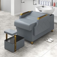 Chaise de lavage de cheveux semi-allongée moderne de luxe, lit de rinçage, lavabo en céramique, salon de beauté spécial, salon de coiffure