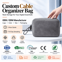 Sac de rangement pour câbles personnalisé, étui de voyage portable pour accessoires électroniques avec sangle de poignet, pochette organisatrice de câbles