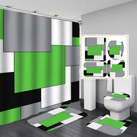 Ensemble de salle de bain de style américain Tapis hydrofuge Rideau de douche géométrique abstrait moderne