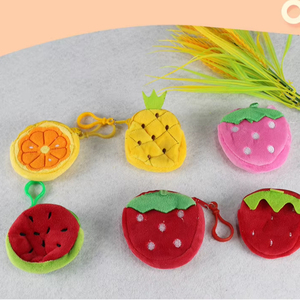 Creative Fruit Plush Coin Purse Fashion Kawaii Mini Storage Bags Key Chains Cartoon Hand Bags Pendant Decoration Gifts