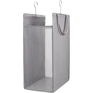 Hanging Laundry Hamper Grey <b>Rectangular</b> Foldable With Handles For Closet Storage - Product Image 1
