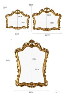 Miroir de salle de bain suspendu de style rétro européen Décorations de miroirs muraux dorés pour le salon et la salle de bain - Product Image 5