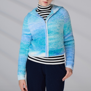 Knitwear Manufacturer Custom Long Sleeve <b>Zip</b> <b>up</b> Hoodies Sweater Polyester Fuzzy Knitted <b>Cardigan</b> - Product Image 5