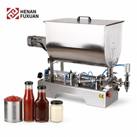 Machine de remplissage pneumatique de table pour liquides et pâtes crémeuses, pour boîtes de conserve, bouteilles de sauce tomate, pimentée et barbecue, avec trémie