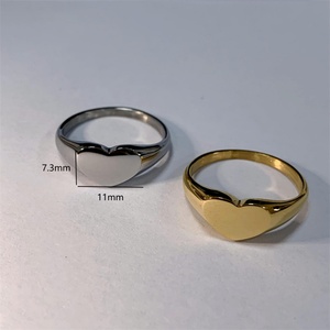 30% off Dainty Wedding Jewelry Waterproof Stainless Steel Signet <b>Ring</b> Custom Engraved <b>Blank</b> Gold Heart <b>Rings</b> for Women - Product Image 2