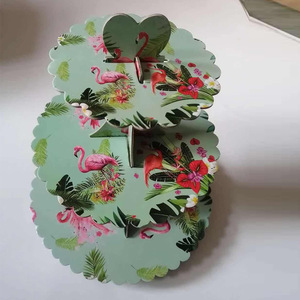 Jungle Party Three Tier Paper Cake Stand Fan Shaped Dessert <b>Table</b> Decorations For Childrens Day Birthday - Product Image 2