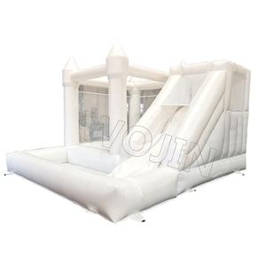 Château gonflable pour mariage, combo château gonflable avec toboggan, blanc, plus populaire, avec fosse à bille, en vente, livraison gratuite - Product Image 1