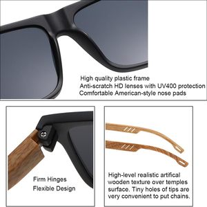OEM Wholesale <b>Sunglasses</b> Lunettes De Soleil Custom Logo Bamboo Polarized Lens Wood Wooden <b>Sunglasses</b> for Men and Women - Product Image 4