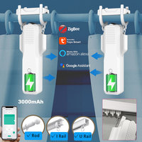 Motor de Cortina Inteligente Tuya ZigBee, Controlador Automático Universal, Compatible con Control por Voz Alexa, Recargable, Abridor de Cortinas Romanas Tipo U/I