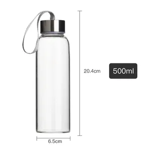 280ml 380ml 500ml Unzerbrechliches wieder verwendbares benutzer definiertes Logo BPA-freie Wasser flasche aus klarem Boro silikat glas